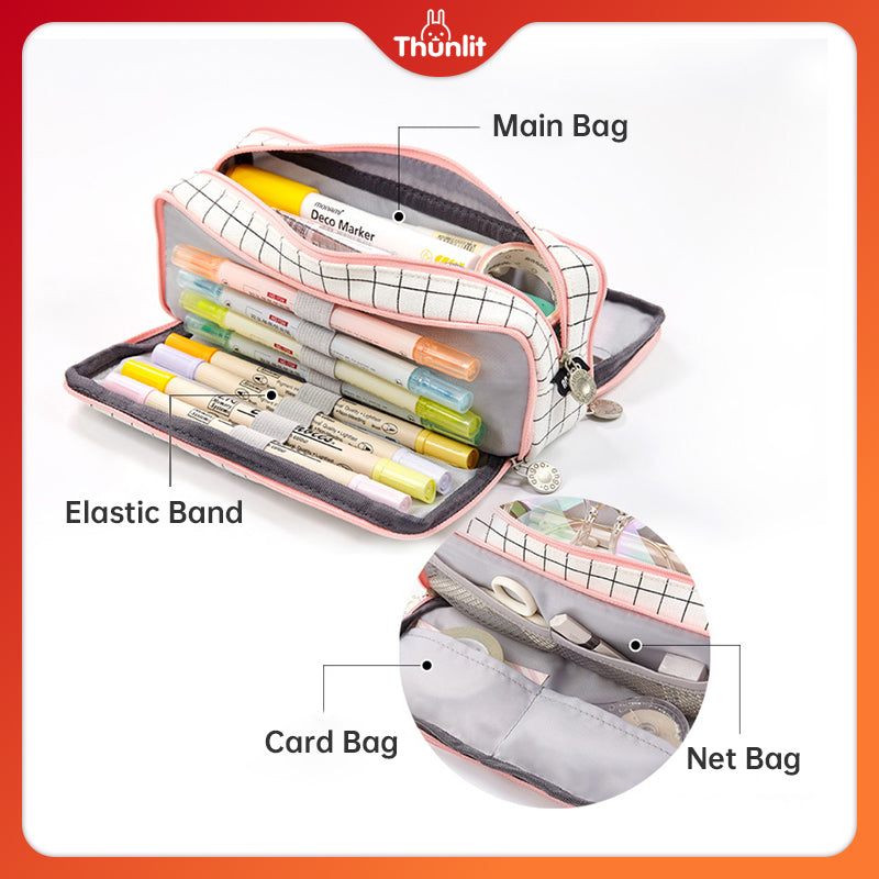 Thunlit Pencil Case with Compartments