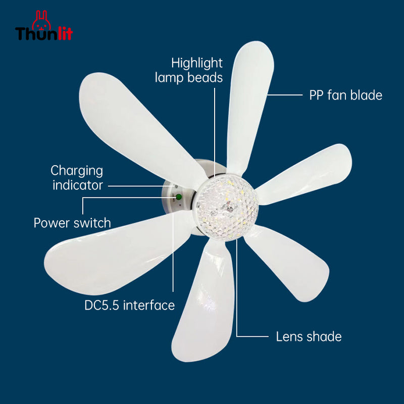 Thunlit Solar Outdoor Ceiling Fan with Light