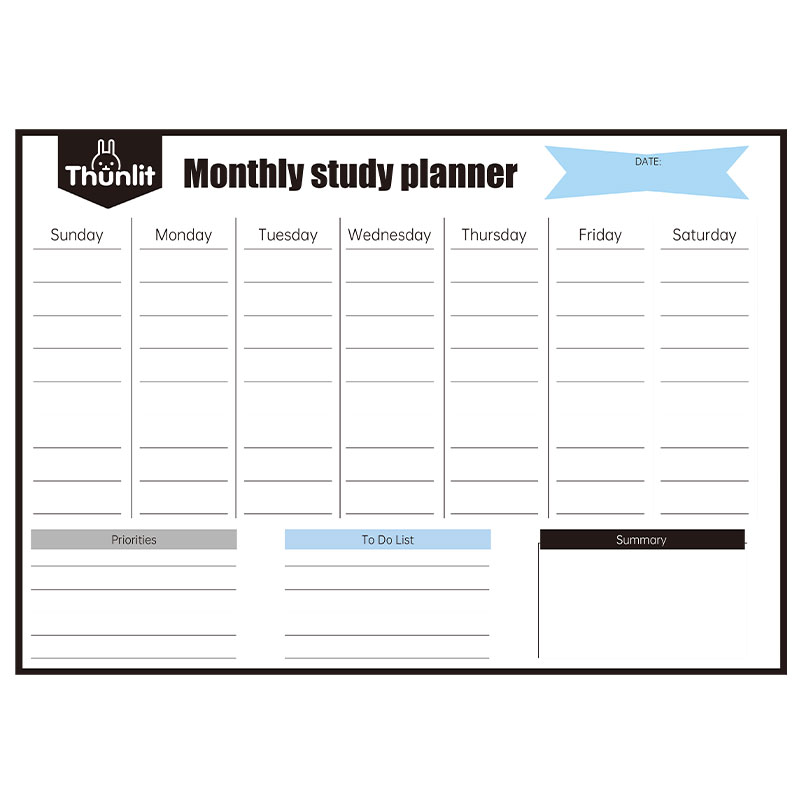 Thunlit Monthly Study Planner